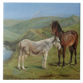 野原にライトグレーウマ科のの馬（家畜） タイル