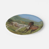 野原にライトグレーウマ科のの馬（家畜） ペーパープレート (アングル)