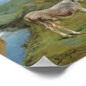 野原にライトグレーウマ科のの馬（家畜） ポスター (角)