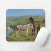 野原にライトグレーウマ科のの馬（家畜） マウスパッド (マウス)