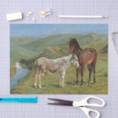 野原にライトグレーウマ科のの馬(家畜) 薄葉紙 (クラフト)