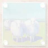 野原に二頭の羊 ガラスコースター (裏面)