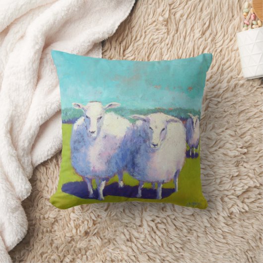 野原に二頭の羊 クッション (ブランケット)