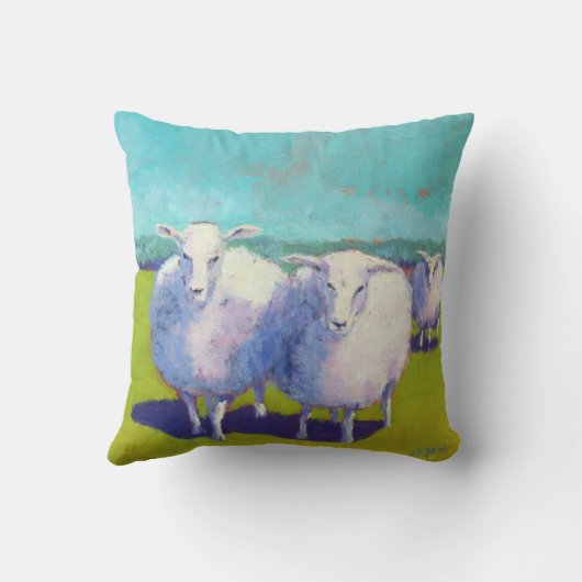 野原に二頭の羊 クッション (裏面)