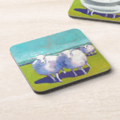 野原に二頭の羊 コースター (左側)