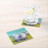 野原に二頭の羊 スクエアペーパーコースター (インサイチュ)