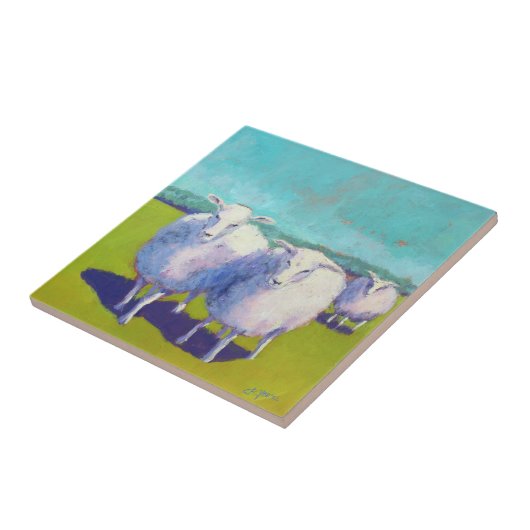 野原に二頭の羊 タイル (側面)