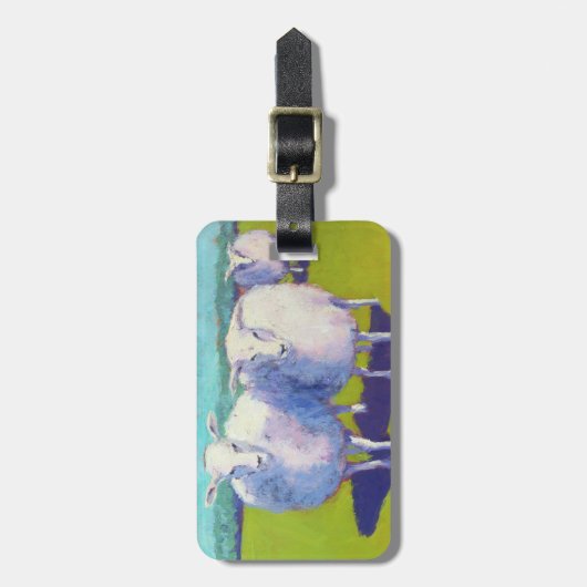 野原に二頭の羊 ラゲッジタグ (正面縦)