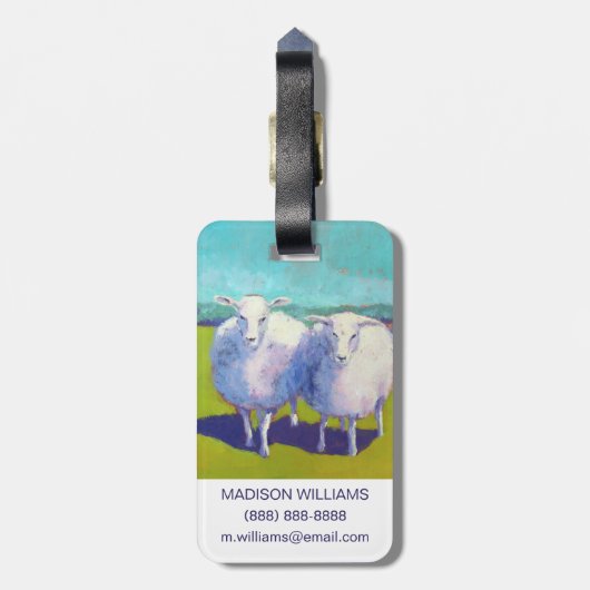 野原に二頭の羊 ラゲッジタグ (裏面縦)
