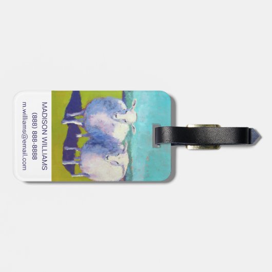 野原に二頭の羊 ラゲッジタグ (裏面横)