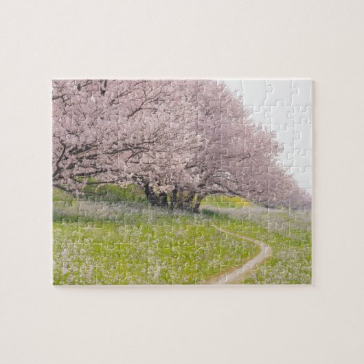 野原に咲く吉野さくらんぼの木 ジグソーパズル (横)