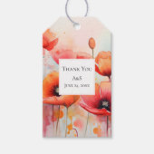 野原に咲く赤い水色のケシ結婚シ ギフトタグ (正面)