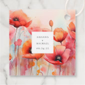 野原に咲く赤い水色のケシ結婚シ フェイバータグ (裏面)