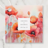 野原に咲く赤い水色のケシ結婚シ フェイバータグ (正面)