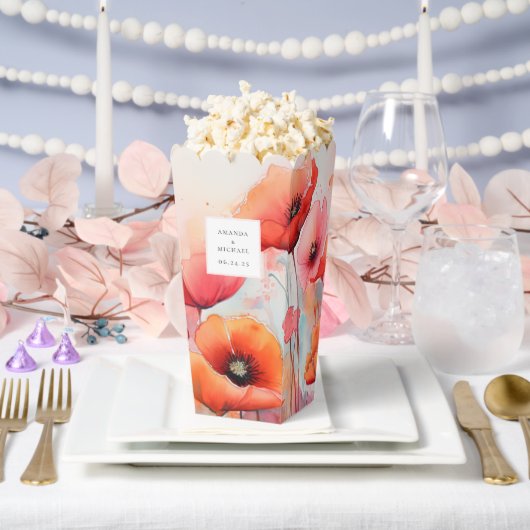野原に咲く赤い水色のケシ結婚シ フェイバーボックス (ウェディング)