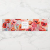 野原に咲く赤い水色のケシ結婚シ ペットボトルラベル (シングルラベル)