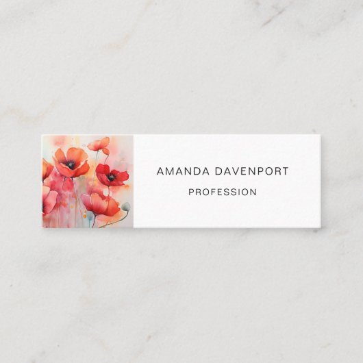 野原に咲く赤い水色のケシ スキニー名刺 (正面)