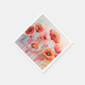 野原に咲く赤い水色のケシ スタンダードカクテルナプキン (角)