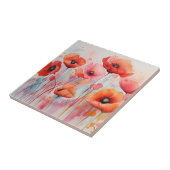 野原に咲く赤い水色のケシ タイル (側面)