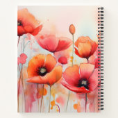 野原に咲く赤い水色のケシ ノートブック (裏面)