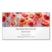 野原に咲く赤い水色のケシ マグネット名刺 (正面)