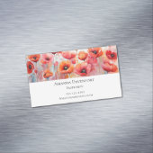 野原に咲く赤い水色のケシ マグネット名刺 (インサイチュ)