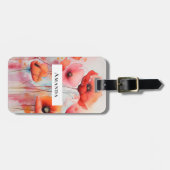 野原に咲く赤い水色のケシ ラゲッジタグ (正面横)