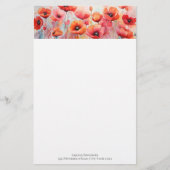 野原に咲く赤い水色のケシ 便箋 (正面)