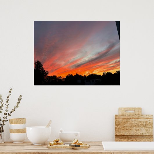 野原に沈む夕日 ポスター (キッチン)