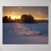 野原に沈む夕日 ポスター (正面)