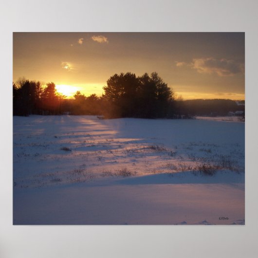 野原に沈む夕日 ポスター (正面)
