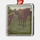 野原に立つ二頭の牛(Rosa Bonheur) メタルオーナメント (左)