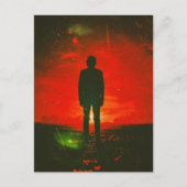 野原に立つ暗黒の謎のホラー ポストカード (正面)