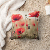 野原のケシの赤 クッション (ブランケット)