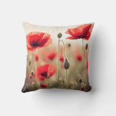 野原のケシの赤 クッション (裏面)