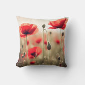 野原のケシの赤 クッション (正面)
