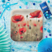 野原のケシの赤 ペーパープレート (パーティー)