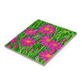 野原のフクシアピンクの野の花 タイル (側面)
