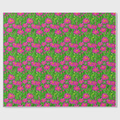 野原のフクシアピンクの野の花 ラッピングペーパー (フラット)
