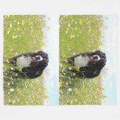 野原のベルネーゼ山犬 フリースブランケット (正面(横))