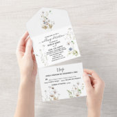 野原のワイルドフラワー 水彩 細やか オールインワン招待状 (貼ってはがせる)