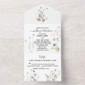 野原のワイルドフラワー 水彩 細やか オールインワン招待状 (内側)