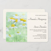 野原の可愛らしいデイジーと結婚式 招待状 (正面/裏面)