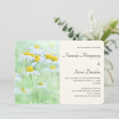 野原の可愛らしいデイジーと結婚式 招待状 (スタンド正面)