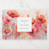 野原の赤い水の色のポピー結婚- スパークリングワインラベル (シングルラベル)