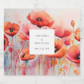 野原の赤い水の色のポピー結婚- ビールラベル (シングルラベル)