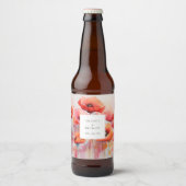 野原の赤い水の色のポピー結婚- ビールラベル (正面)