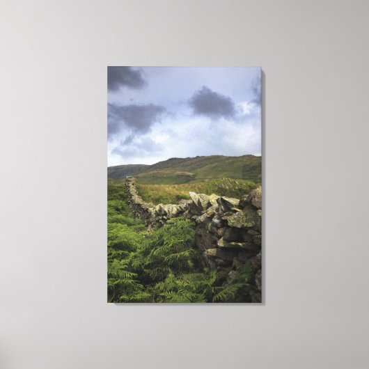 野原を貫く石の柵 キャンバスプリント (正面)
