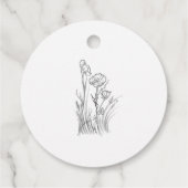 野図解入りの、写真付きの花結婚式招待状 フェイバータグ (裏面)