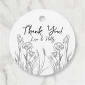 野図解入りの、写真付きの花結婚式招待状 フェイバータグ (正面)